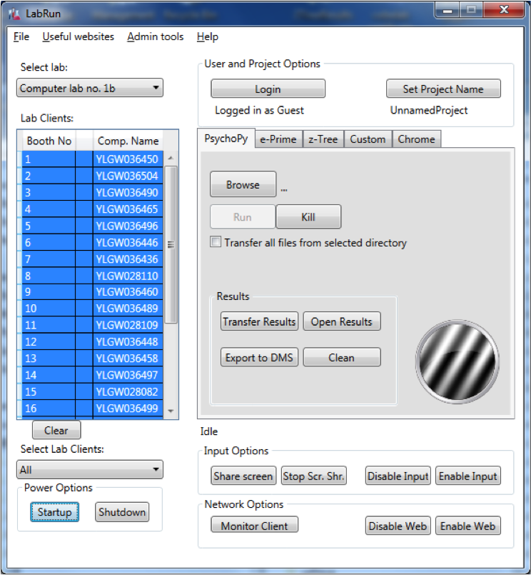LabRun user interface