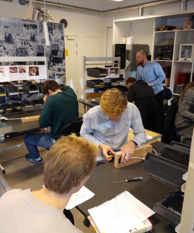 Students collaborating on project at our BTECH campus in Herning.